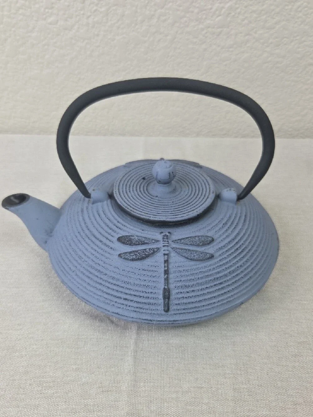 Blue Dragonfly Cast Iron Teapot with Handle